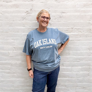 Unisex Burn Wash Short Sleeve T-Shirt - Blue - Oak Island