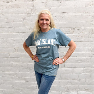 Unisex Burn Wash Short Sleeve T-Shirt - Blue - Oak Island