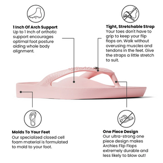 Archies Arch Support Flip Flops in Crystal Pink