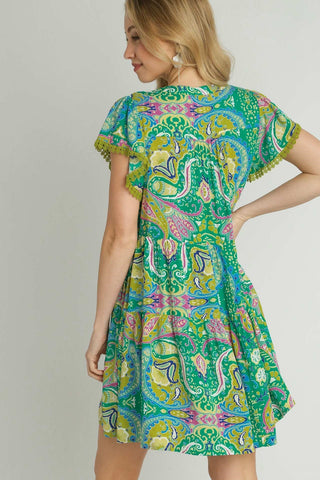 Resort Mode Mini Dress in Green