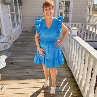 Betina Dress in Aqua Blue