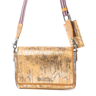 Serpentina Charm Shoulder Bag in Amber Snake Print