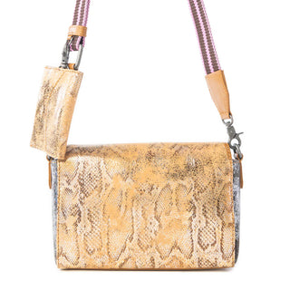 Serpentina Charm Shoulder Bag in Amber Snake Print