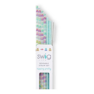 Reusable Straw Set In Lake Girl + Aqua Glitter