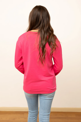 Around The Christmas Tree Sweatshirt In Hot Pink