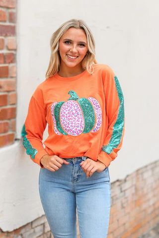 Pumpkin Sparkle Sweater In Orange