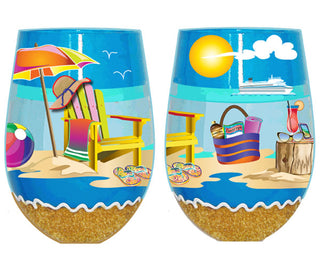 Beachy Fun Bottom's Up Stemless Wine Glass