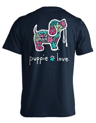 Floral Dog Mom Short Sleeve T-Shirt in Navy