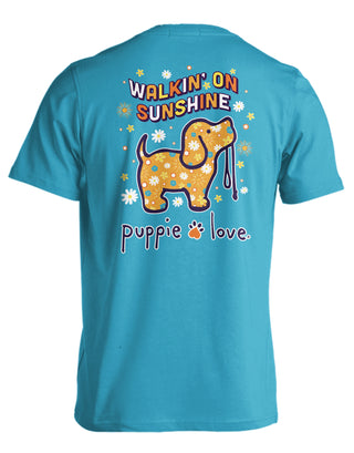 Walkin’ On Sunshine Pup Short Sleeve T-Shirt in Sapphire