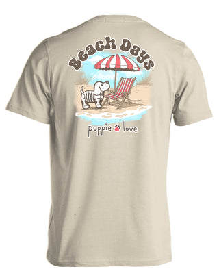 Beach Days Skeleton Pup Short Sleeve T-Shirt in Natural