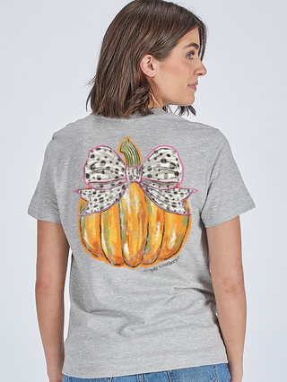 Bow Pumpkin Tee In Light Heather Grey