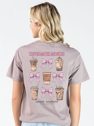 Coffee Makes Me Nicer Short Sleeve T-Shirt in Driftwood