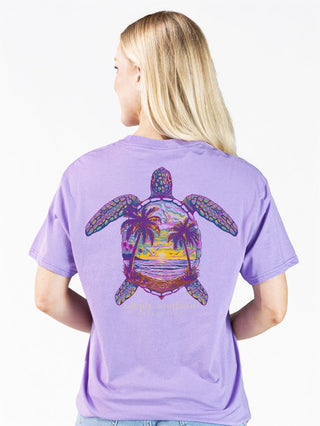 Night Turtle Short Sleeve T-Shirt in Grape