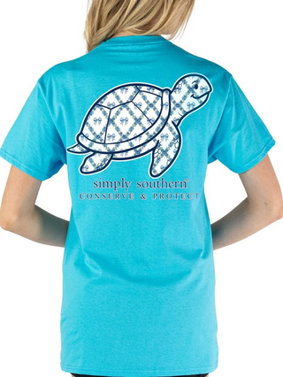 Turtle Tracker Garden Short Sleeve T-Shirt In Lagoon