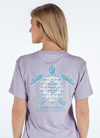 Youth Bow Turtle Tracker Short Sleeve T-Shirt In Lilac