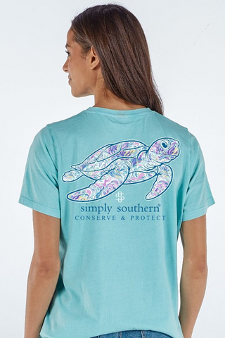 Youth Abstract Turtle Tracker Short Sleeve T-Shirt In Aqua