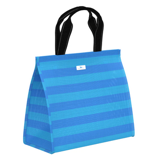 Cold Shoulder Woven Cooler Tote Large In French Blue And Pool