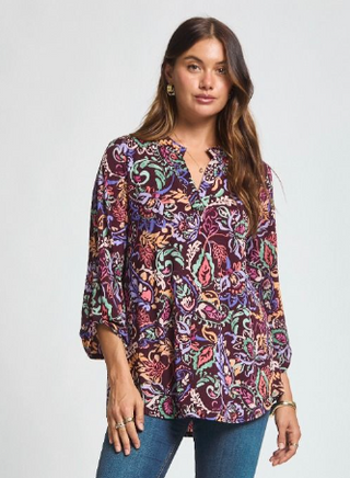 Tulsa Wind Lizzy Top In Maroon