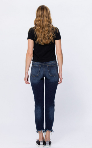 Mid Rise Destroyed Slim Fit Jeans by Judy Blue