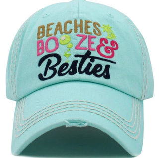 Beaches Booze & Bestie Hat in Turquoise