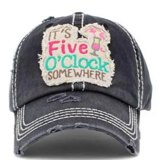 It's Five O'Clock Somewhere Hat in Black
