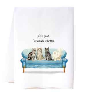 Life is Good -Cats Make it Better Sack Towel