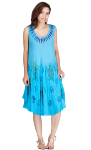 Handpainted  Umbrella Dress with Sea Turtles-One Size-SALE