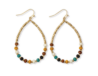 Gold Multi Bead Teardrop Earrings