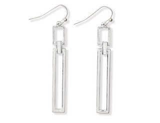 Polished Silver Rectangle Earrings