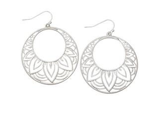Earrings-Silver Filigree Circle