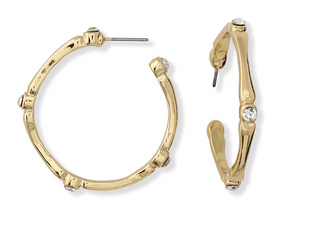 Gold and Crystal Stud Hoop Earrings