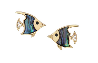 Earrings-Abalone & Crystal Fish