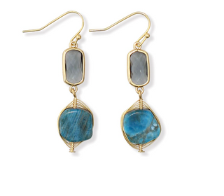 Earrings-Agate and Gold Drops
