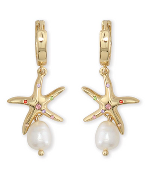 Gold Starfish with Pearls Earrings