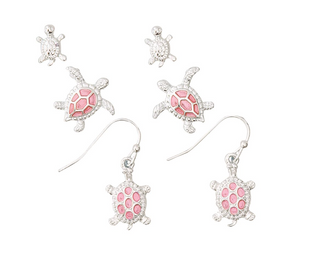 Earrings-Three Pink Turtles