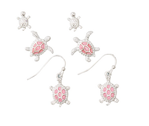 Earrings-Three Pink Turtles