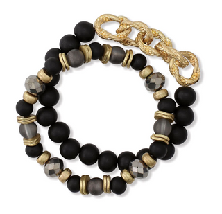 Bracelet-Black and Gold Beads