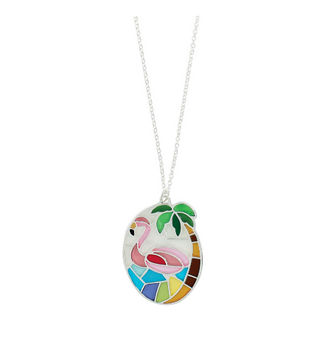 Necklace-Stained Glass Flamingo