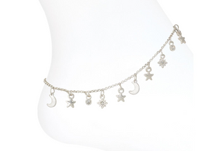 Anklet-Silver Moon & Stars