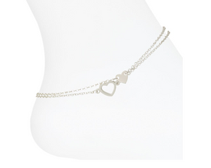 Anklet-Set of 2 Silver Hearts