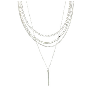 Necklace-4 Chains w Silver Linear