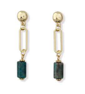 Earrings-Gold Link & Stone  Drops