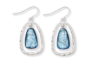 Hammered with & Denim Drop Earrings
