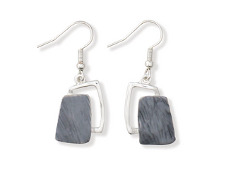 Earrings-Silver and Gray Enamel