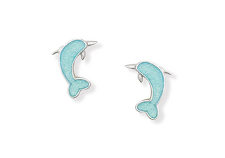 Earrings-Aqua Glitter Dolphin