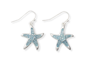 Earrings-Aqua Glitter Starfish