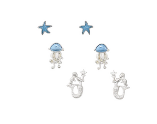 Earrings-Silver Octopus Turtle Tail