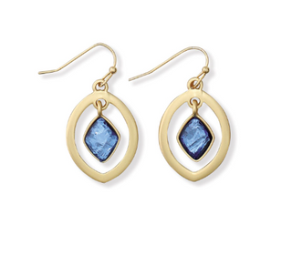 Earrings-Matte Gold with Blue