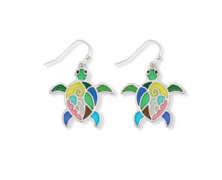 Earrings-Stained Glass Turtles