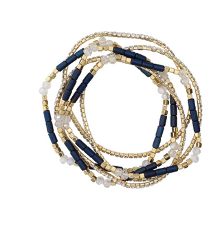 Bracelet-Gold with Navy Beads